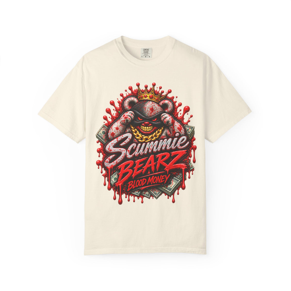 Unisex Garment-Dyed T-SHIRT-BLOOD MONEY GLOCK/MASK LOGO-SCUMMIEBEARZ™
