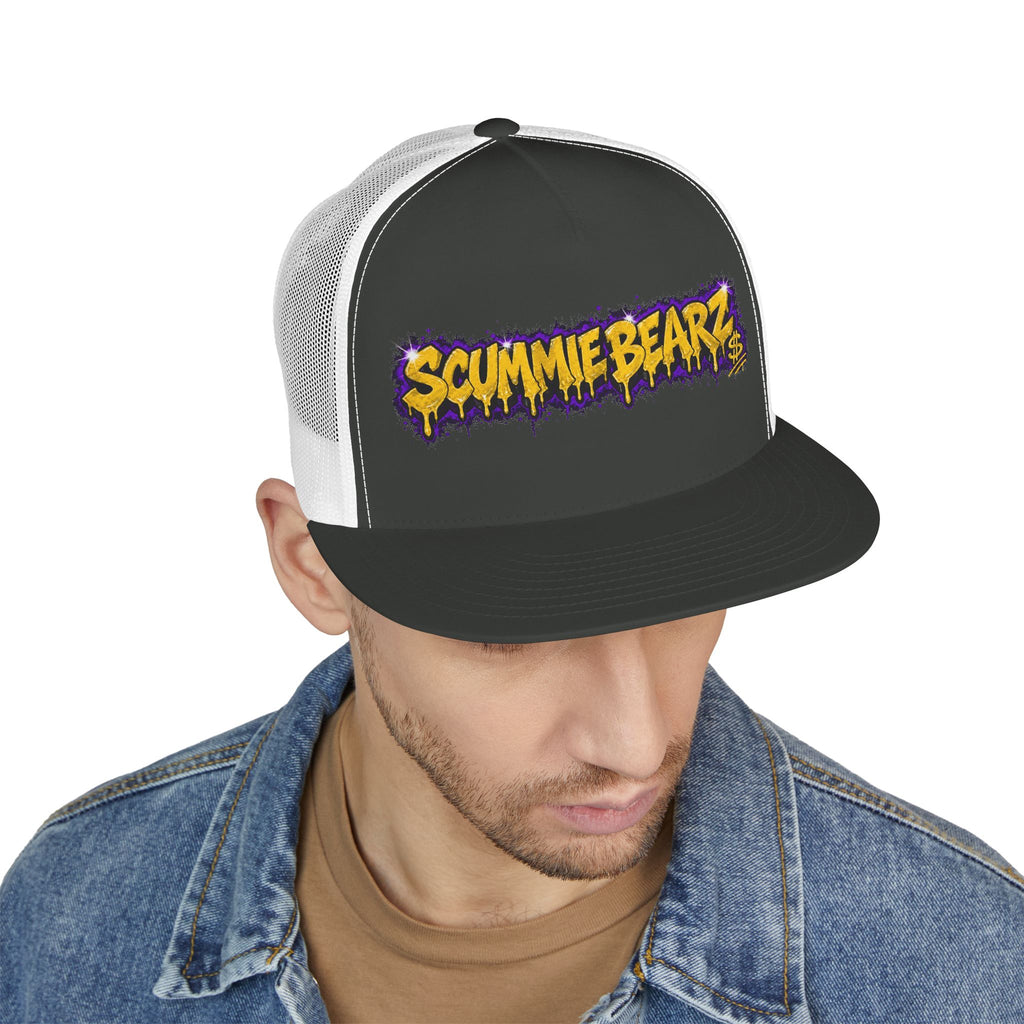 5 Panel Trucker Cap-GOLD/PURPLE SCUMMIEBEARZ LOGO-SCUMMIEBEARZ™