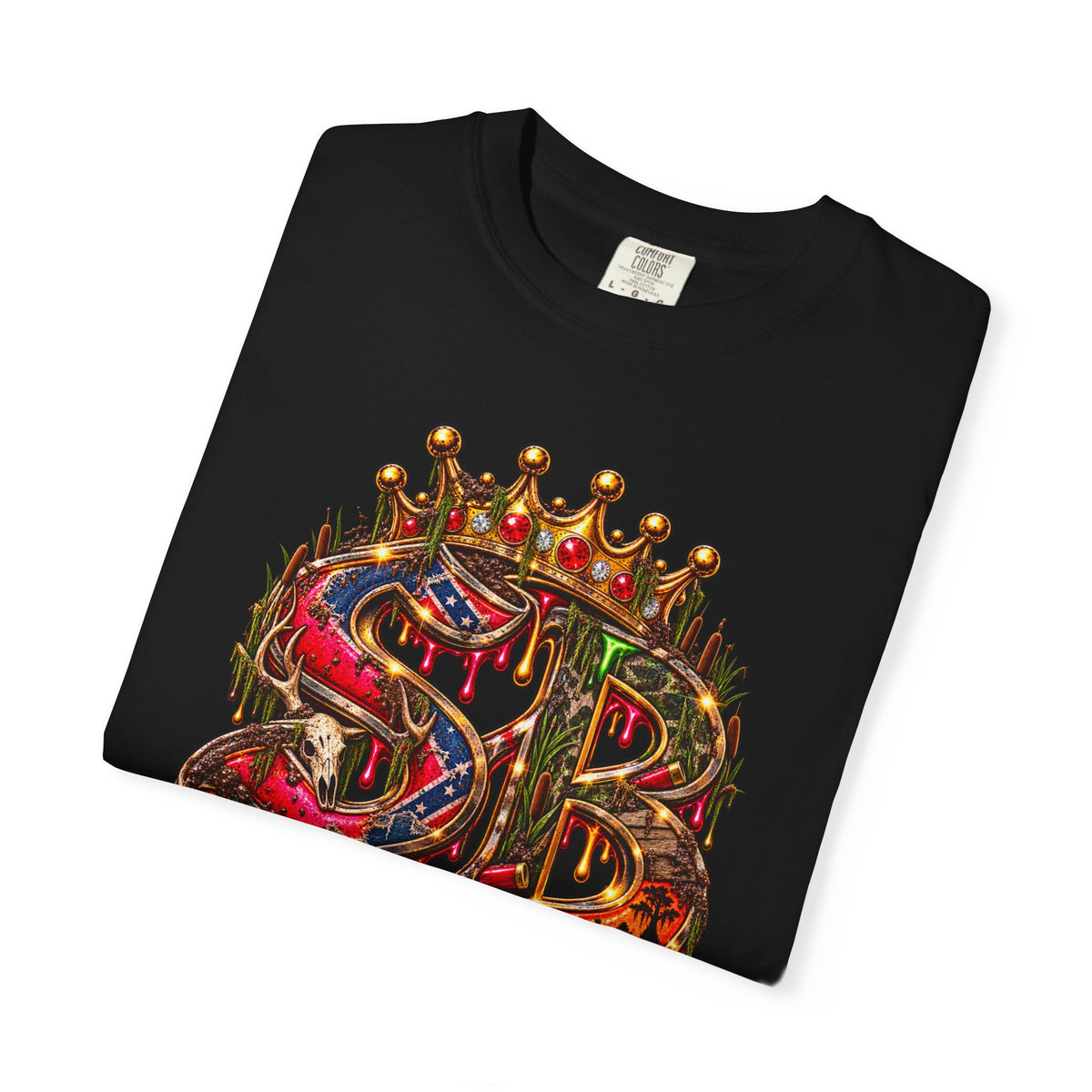 Unisex Garment-Dyed T-shirt--HILLBILLY DEAD OR RICH/SB CROWN LOGO-SCUMMIEBEARZ™️