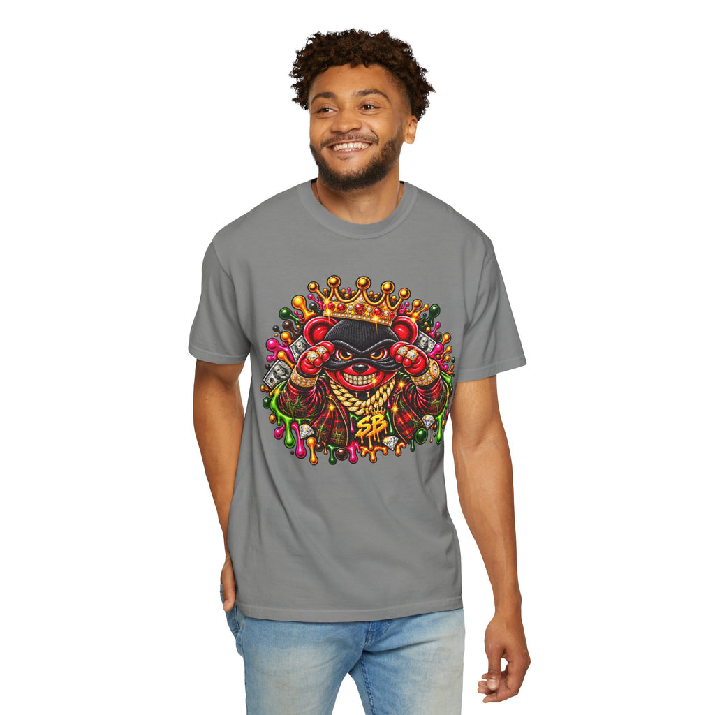 Unisex Garment-Dyed T-shirt-RED CROWN MASK LOGO MULTI COLOR GLOCK -SCUMMIEBEARZ™