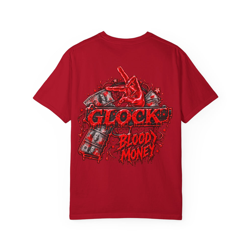 Unisex Garment-Dyed T-SHIRT-BLOOD MONEY GLOCK/MASK LOGO-SCUMMIEBEARZ™