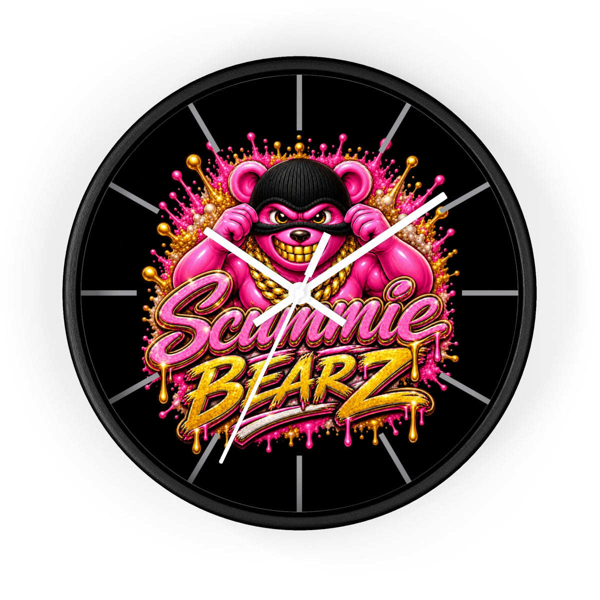 Wall Clock-Pink Scummie Bearz Mask Logo-SCUMMIEBEARZ™️