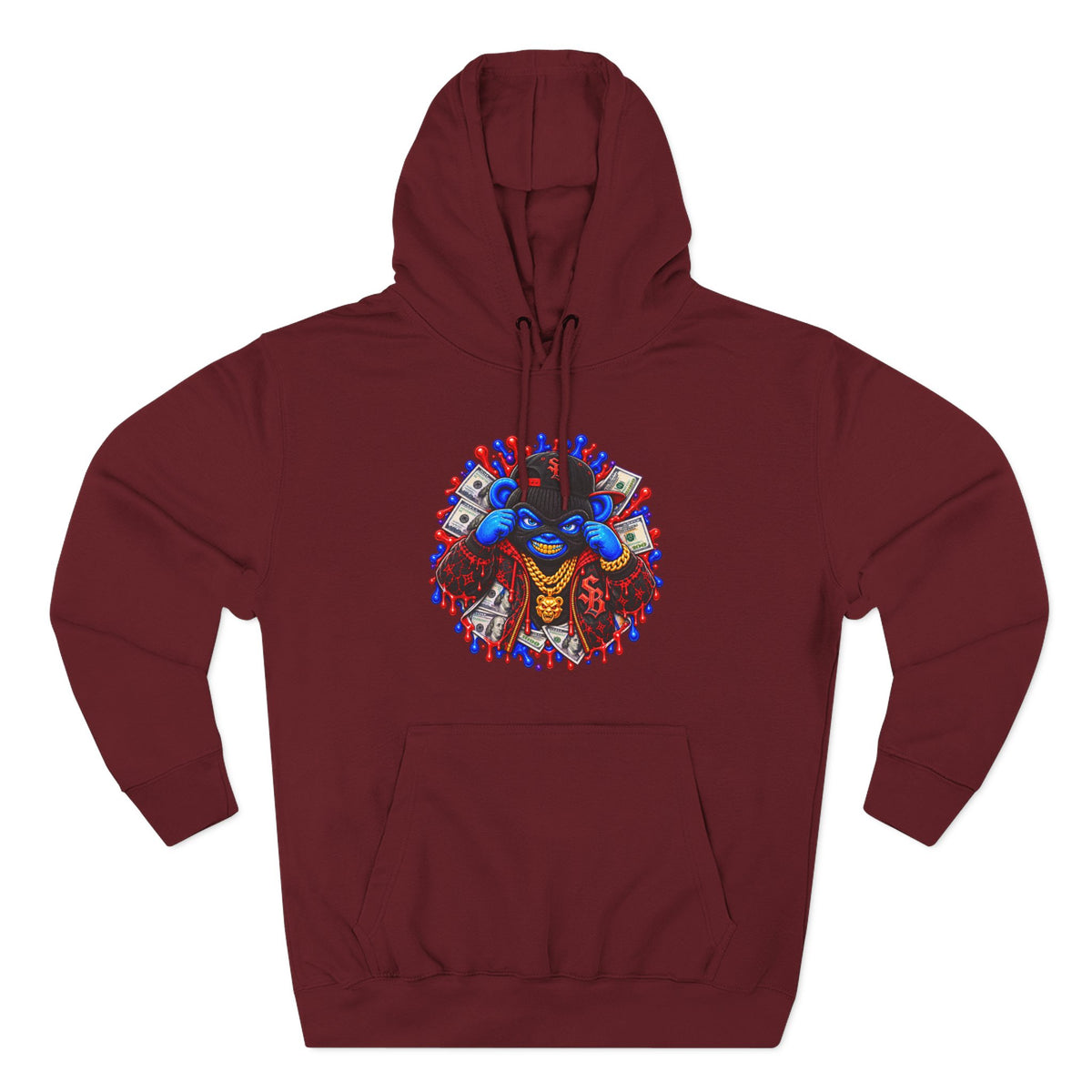 Three-Panel Fleece Hoodie-GET SERVED-SCUMMIEBEARZ™️