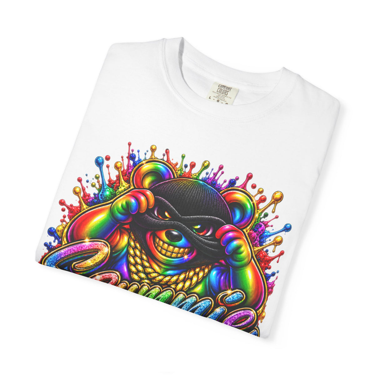 Unisex Garment-Dyed T-shirt-RAINBOW MASK LOGO GLOCK SB CROWN LOGO-SCUMMIEBEARZ™