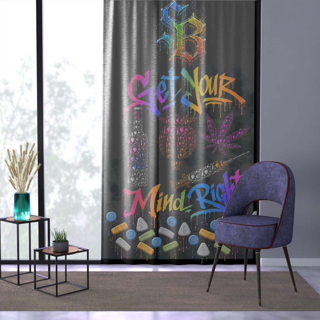 Window Curtain-Get Your Mind Right Black-SCUMMIEBEARZ™