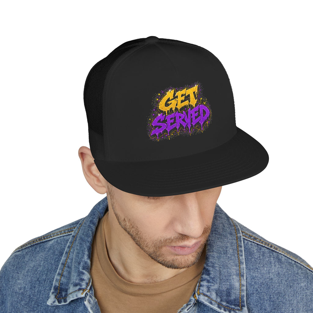 5 Panel Trucker Cap-GOLD/PURPLE GET SERVED-SCUMMIEBEARZ™