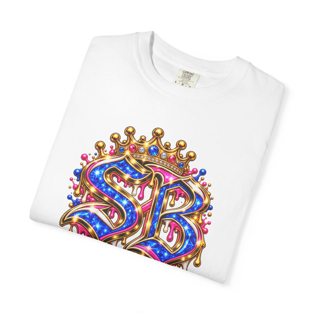 Unisex Garment-Dyed T-shirt-BLUE&PINK CROWN SB LOGO ARMED WITH FAITH-SCUMMIEBEARZ™