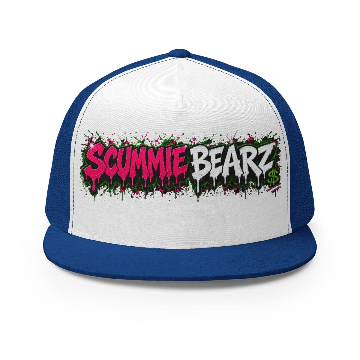 5 Panel Trucker Cap-PINK/SILVER SCUMMIEBEARZ LOGO-SCUMMIEBEARZ™