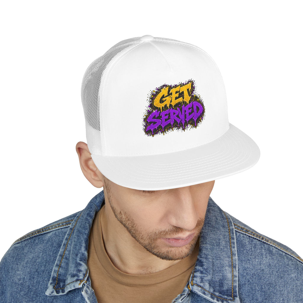 5 Panel Trucker Cap-GOLD/PURPLE GET SERVED-SCUMMIEBEARZ™