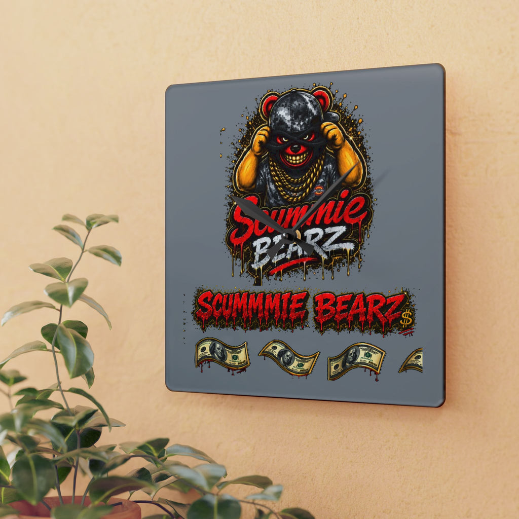 Acrylic Wall Clock-Money SCUMMIEBEARZ Logo
