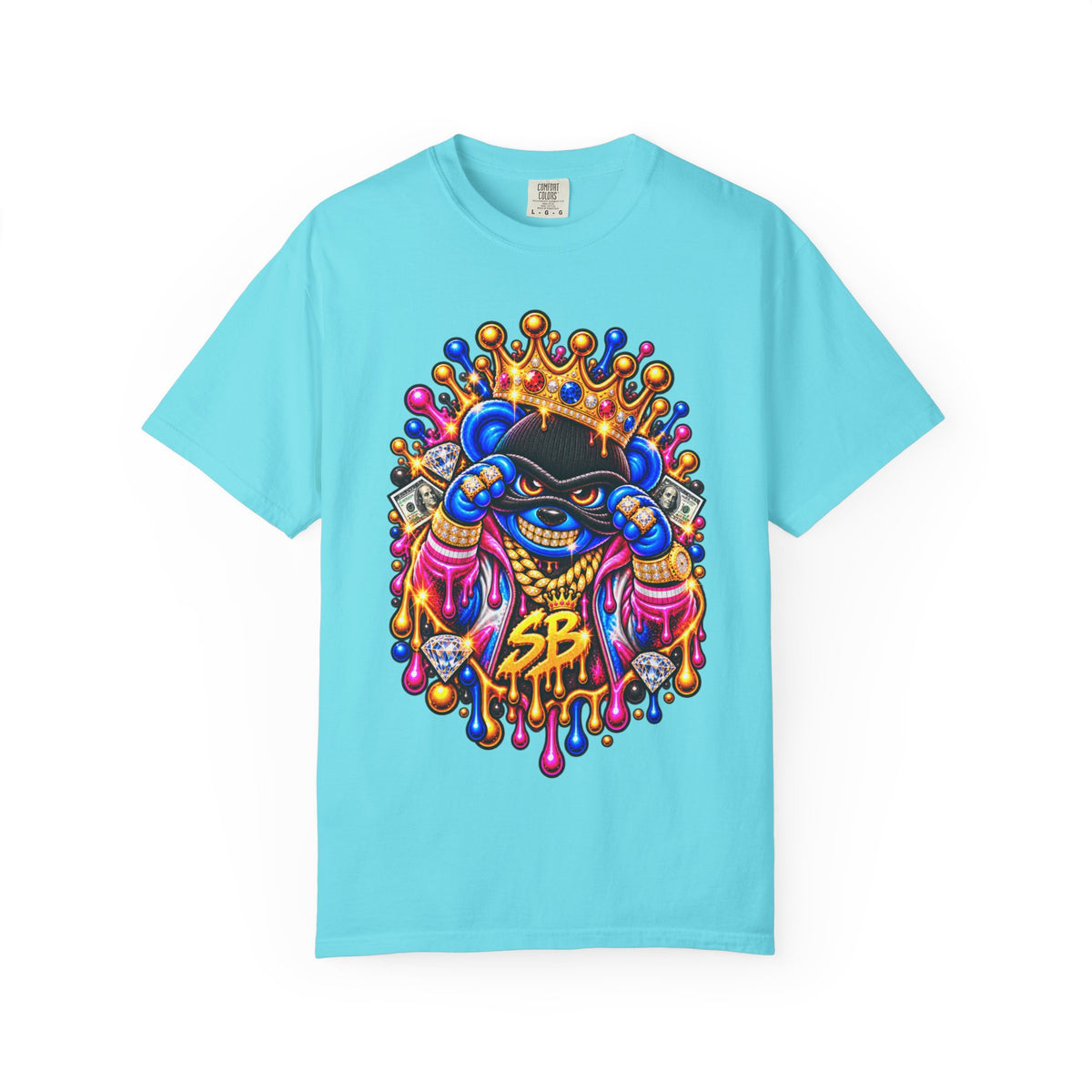Unisex Garment-Dyed T-shirt-MULTI COLOR CROWN MASK LOGO GLOCK -SCUMMIEBEARZ™