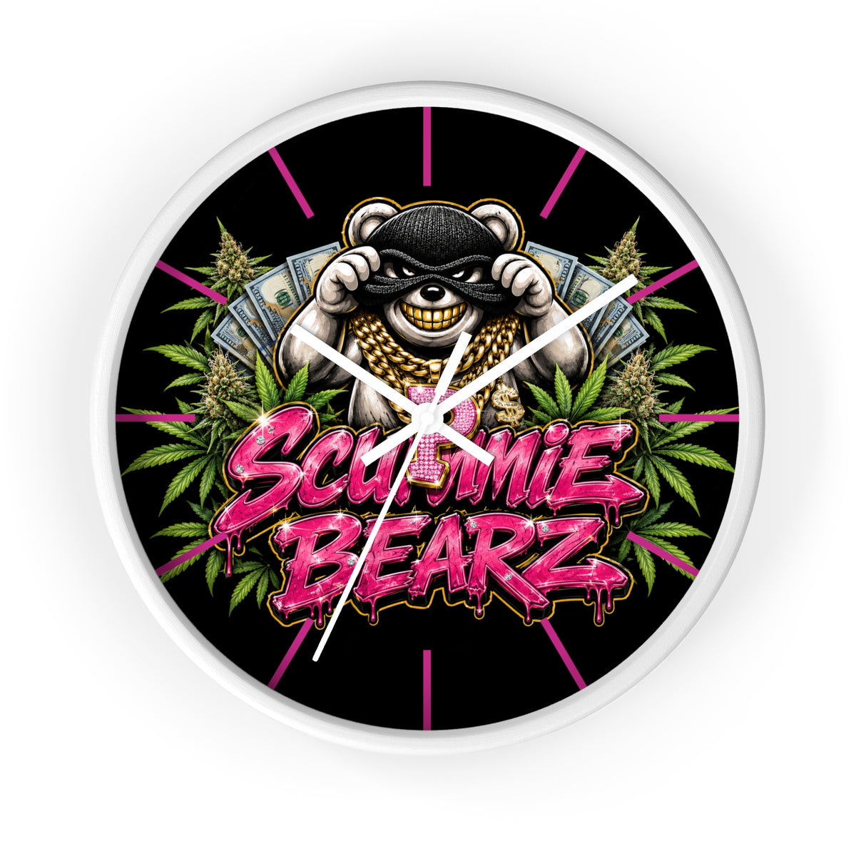 Wall Clock-Scummie Bearz Weed Logo-SCUMMIEBEARZ™️