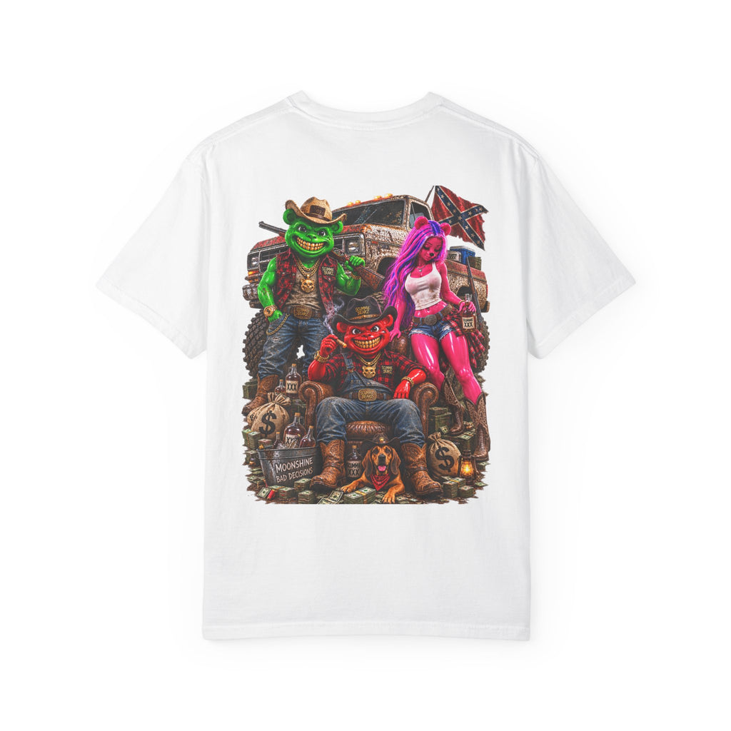 Unisex Garment-Dyed T-shirt-RED CROWN MASK LOGO HILLBILLY -SCUMMIEBEARZ™