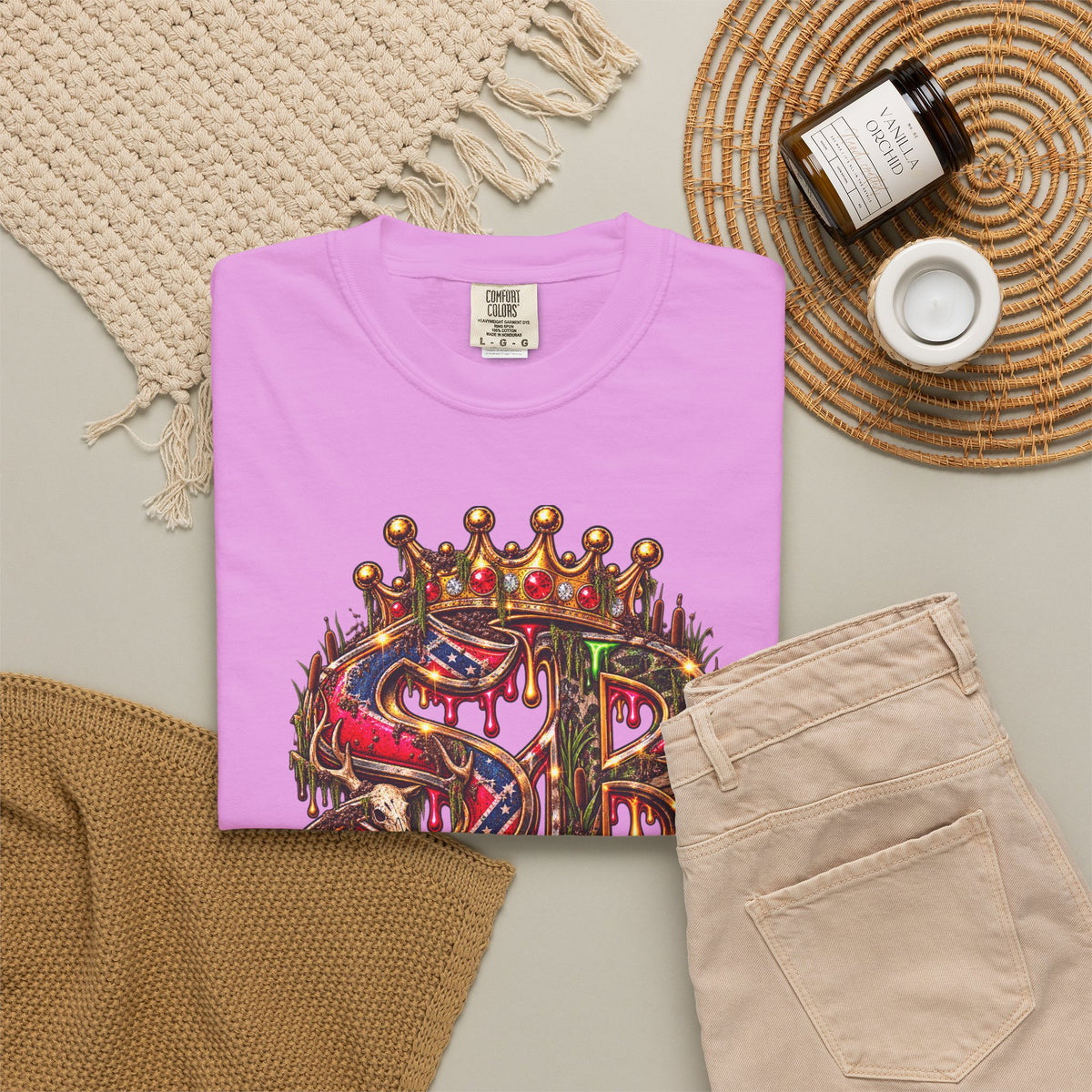 Unisex Garment-Dyed T-shirt-HILLBILLY CROWN SB LOGO HILLBILLY CASINO -SCUMMIEBEARZ™