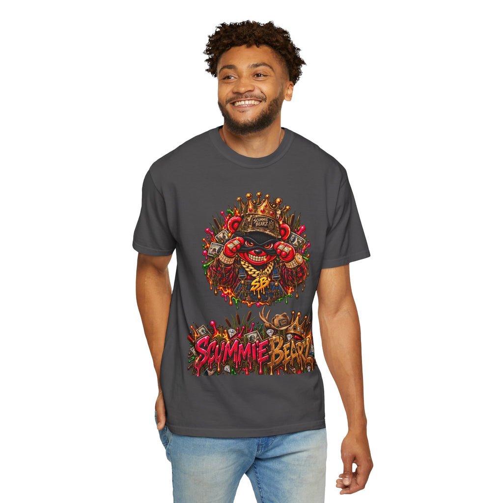 Unisex Garment-Dyed T-shirt-CROWN MASK LOGO HILLBILLY AIRBOAT -SCUMMIEBEARZ™