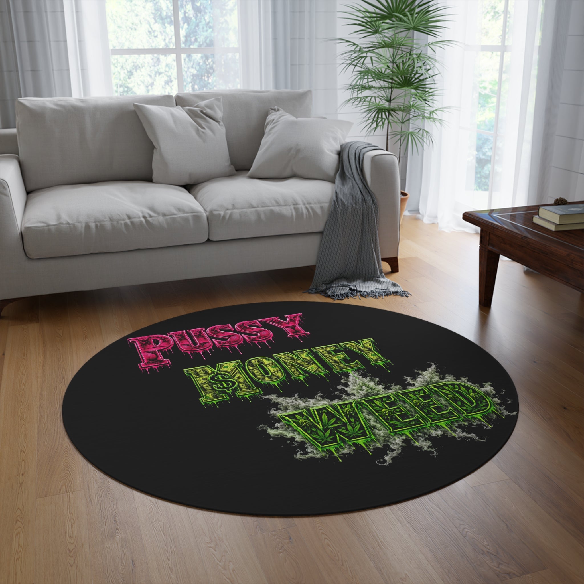 SCUMMIEBEARZ P.M.W.(P***y Money Weed) Round Rug