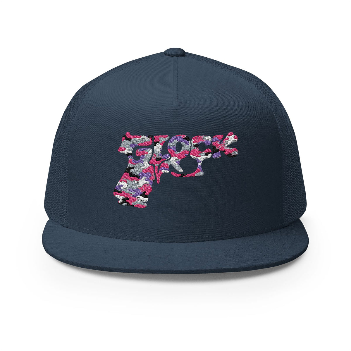 5 Panel Trucker Cap-PINK CAMOUFLAGE GLOCK LOGO-SCUMMIEBEARZ™️