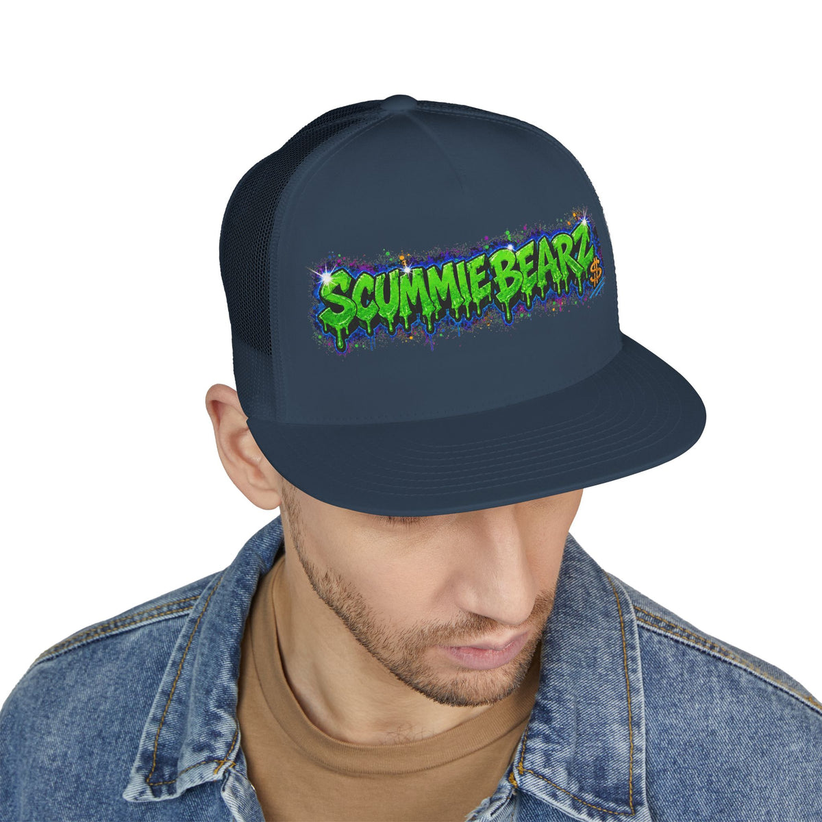 5 Panel Trucker Cap-GREEN/BLUE SCUMMIEBEARZ LOGO-SCUMMIEBEARZ™