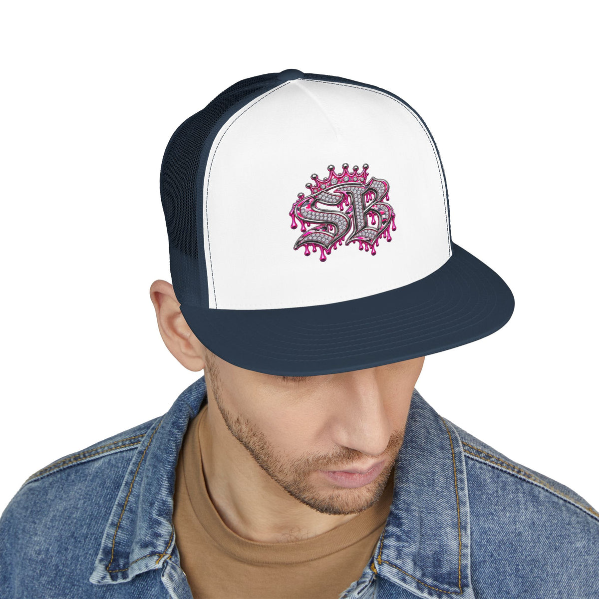 5 Panel Trucker Cap-PINK/SILVER SB LOGO-SCUMMIEBEARZ™
