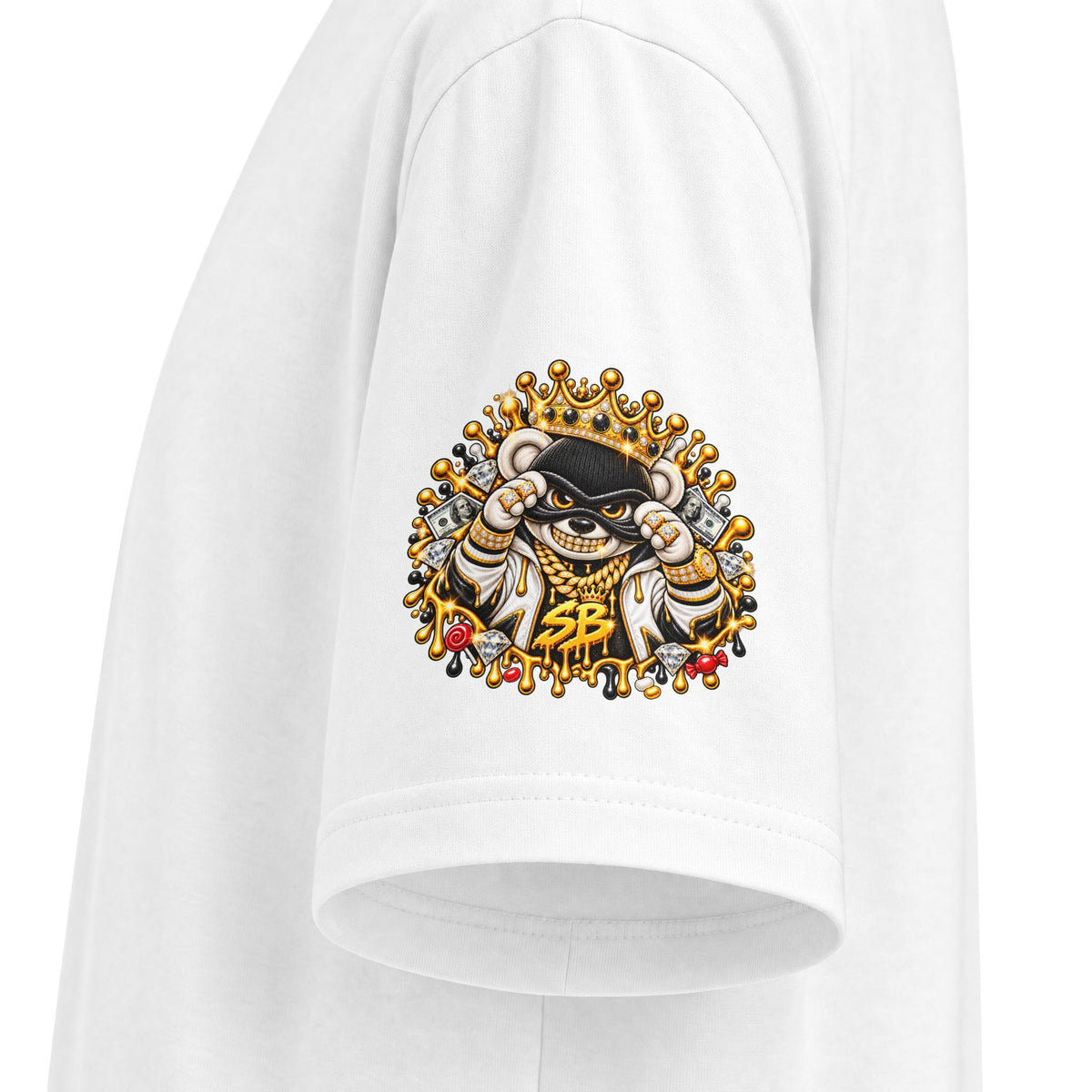 Like Stealing Candy from a Baby — White & Gold Edition | SCUMMIEBEARZ™ Shaka Wear Heavyweight Tee
