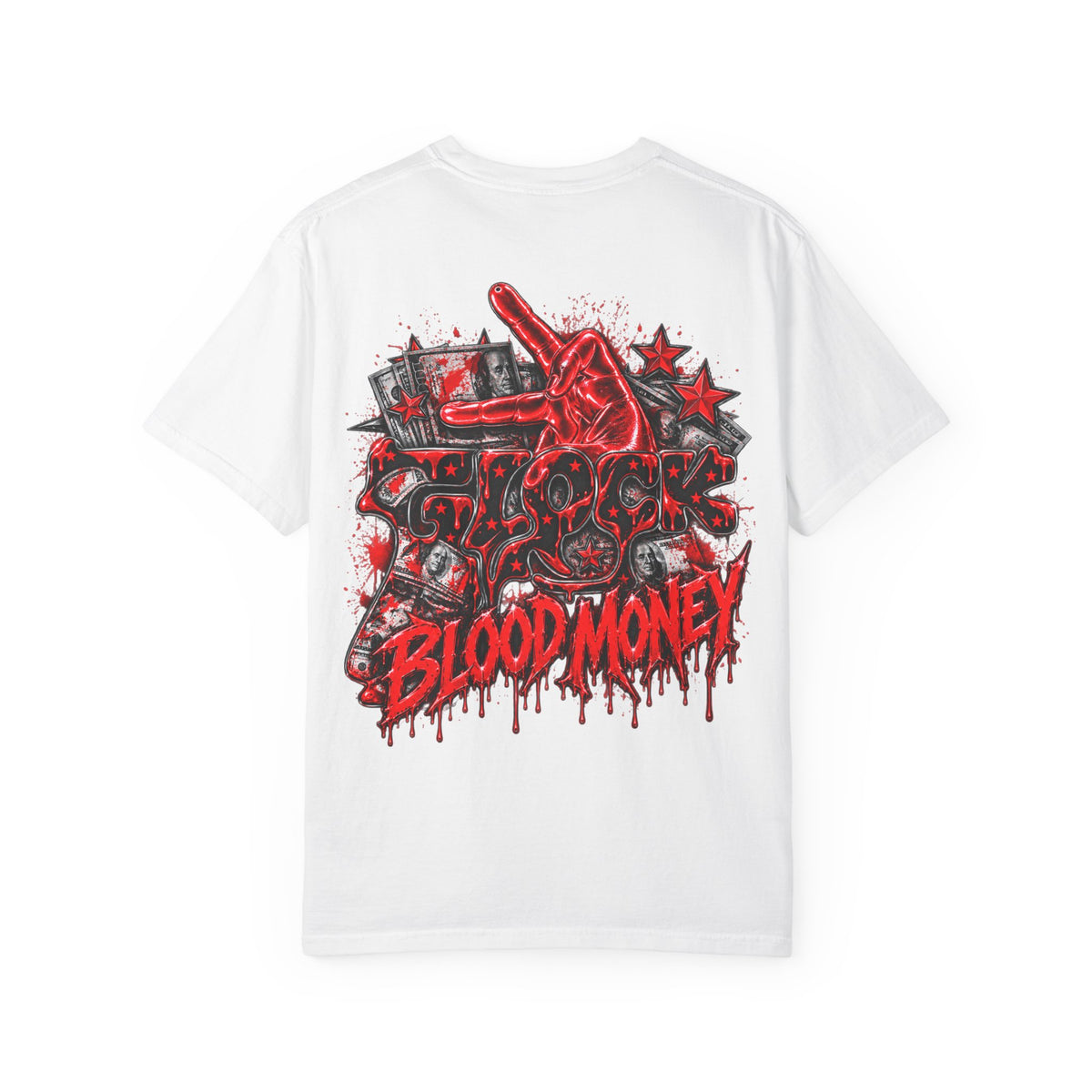 Unisex Garment-Dyed T-shirt-BLOOD MONEY\GLOCK\GANG GANG-SCUMMIEBEARZ™
