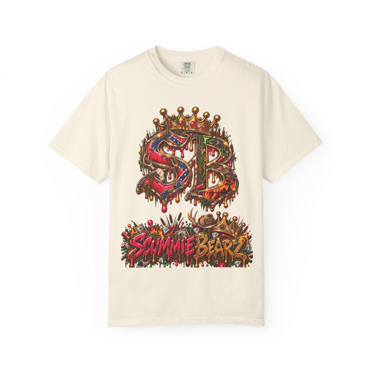 Unisex Garment-Dyed T-shirt--HILLBILLY DEAD OR RICH/SB CROWN LOGO-SCUMMIEBEARZ™️
