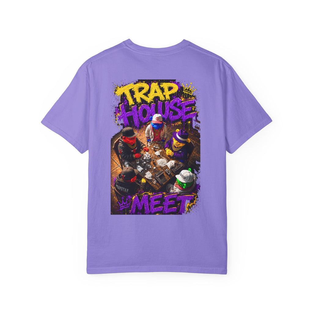 Unisex Garment-Dyed T-shirt-PURPLE&G9D CROWN MASK LOGO TRAP HOUSE MEET-SCUMMINGBEARZ™