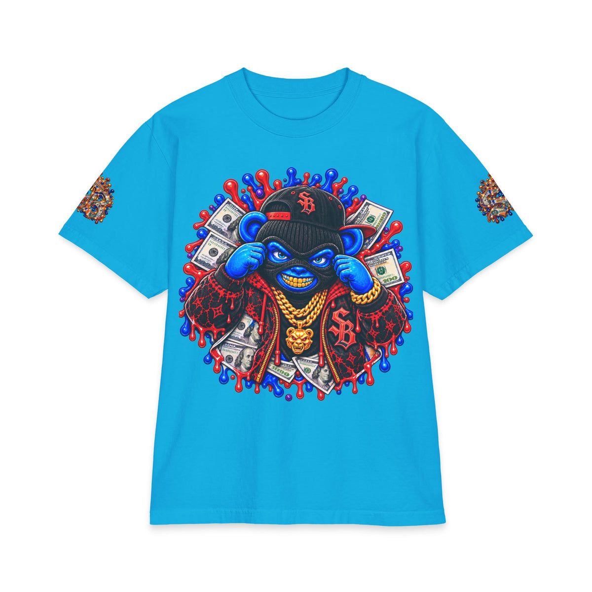 Get Served Red/Blue Remix | SCUMMIEBEARZ™ Shaka Wear Heavyweight Tee