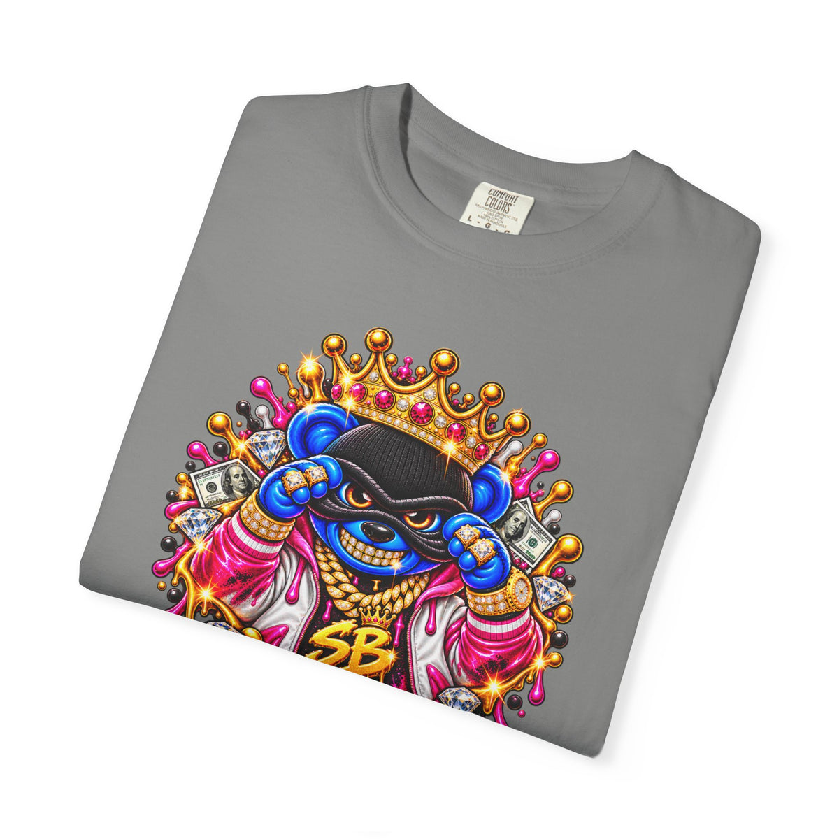 Unisex Garment-Dyed T-shirt-BLUE&PINK CROWN MASK LOGO CHOSEN BY GOD-SCUMMINGBEARZ™