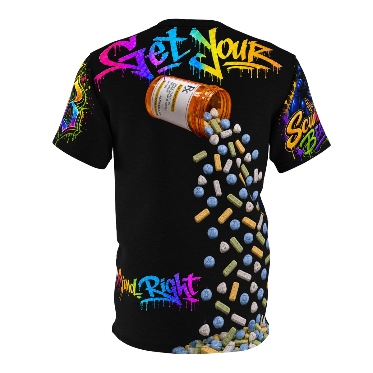 Men’s Streetwear AOP T-shirt AOP-GET YOUR MIND,RIGHT RAINBOW, REMIX ADDICTION AWARENESS,-SCUMMIEBEARZ™️