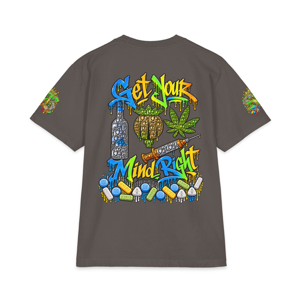 Unisex Max Heavyweight Short Sleeve-GET YOUR MIND RIGHT GREEN/BLUE REMIX-SCUMMIEBEARZ™️