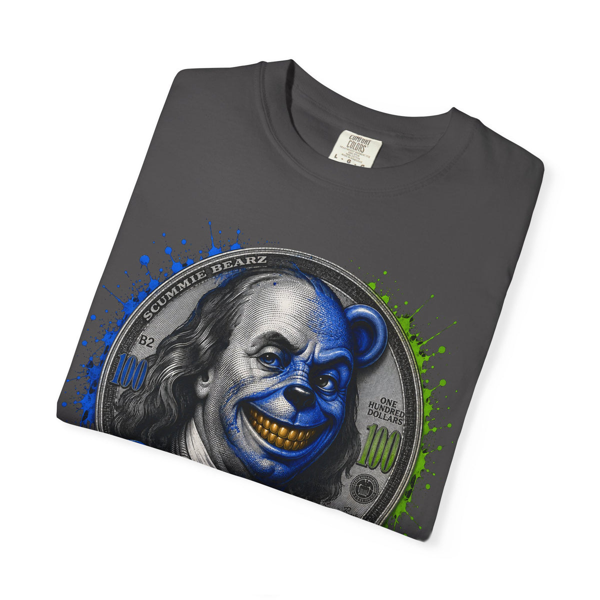Unisex Garment-Dyed T-SHIRT- PAPER CHASER MONEY HUNGRY/SB LOGO-SCUMMIEBEARZ ™