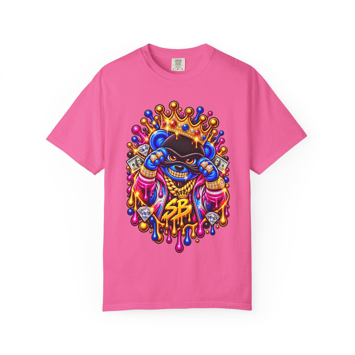 Unisex Garment-Dyed T-shirt-MULTI COLOR CROWN MASK LOGO GLOCK -SCUMMIEBEARZ™