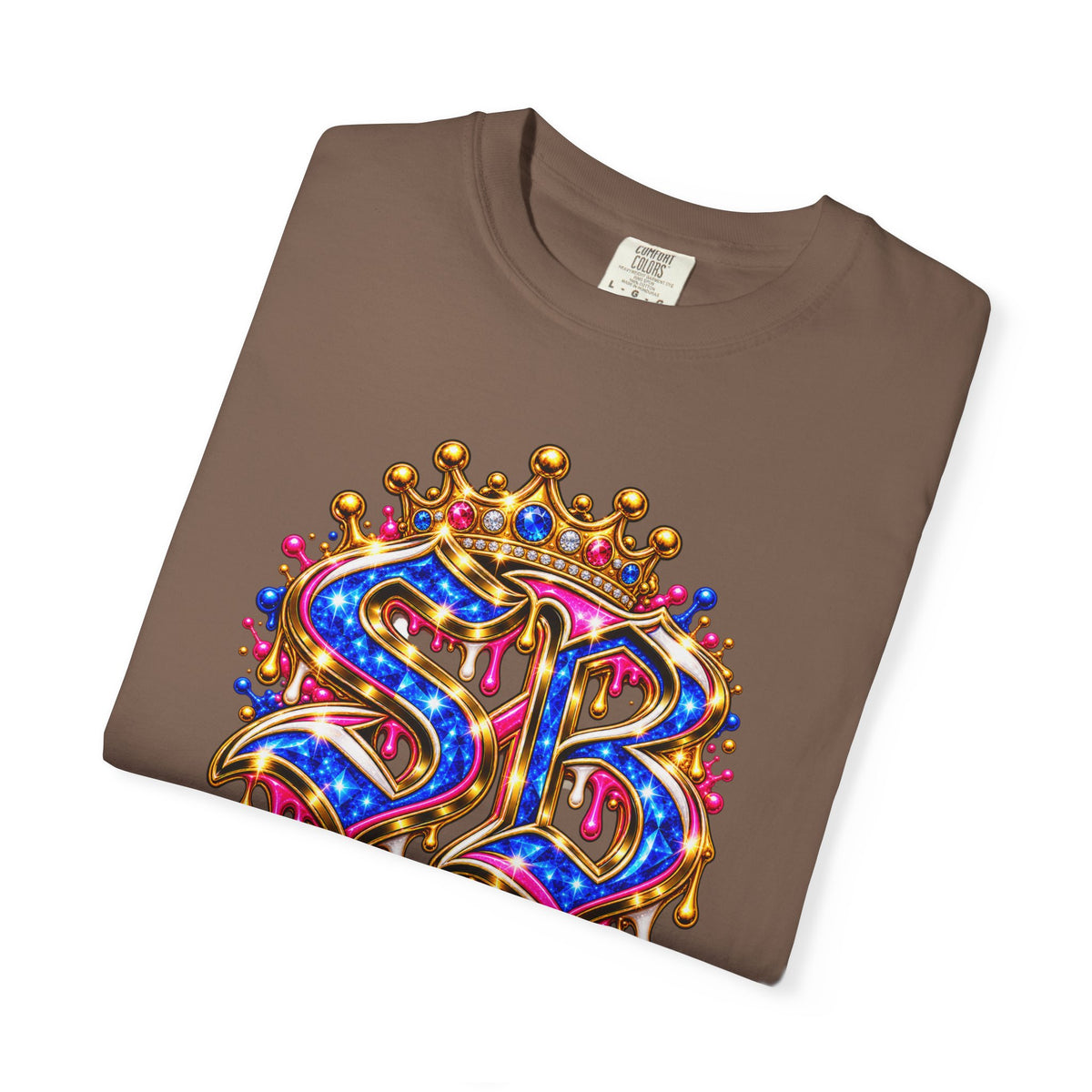 Unisex Garment-Dyed T-shirt-BLUE&PINK CROWN SB LOGO ARMED WITH FAITH-SCUMMIEBEARZ™