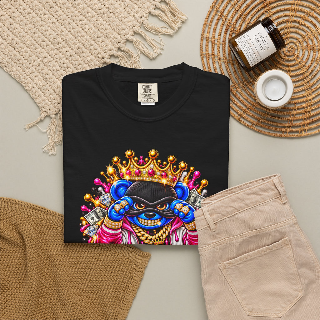 Unisex Garment-Dyed T-shirt-BLUE&PINK CROWN MASK LOGO CHOSEN BY GOD-SCUMMINGBEARZ™