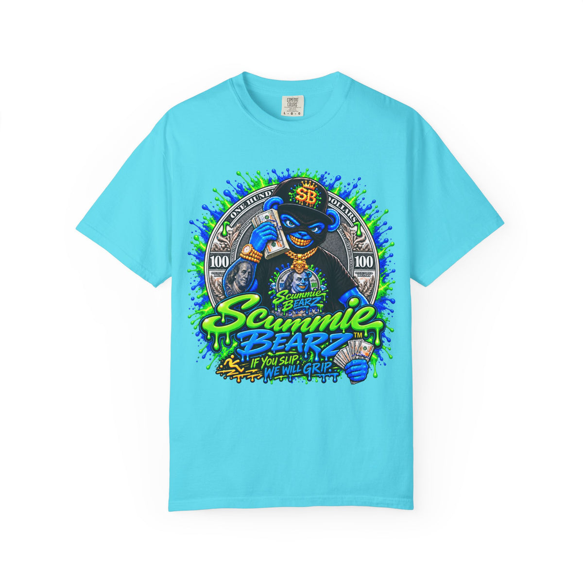 Unisex Garment-Dyed T-shirt-THAT MONEY💵KEEP CALLING📞ME MASK LOGO-SCUMMIEBEARZ™️
