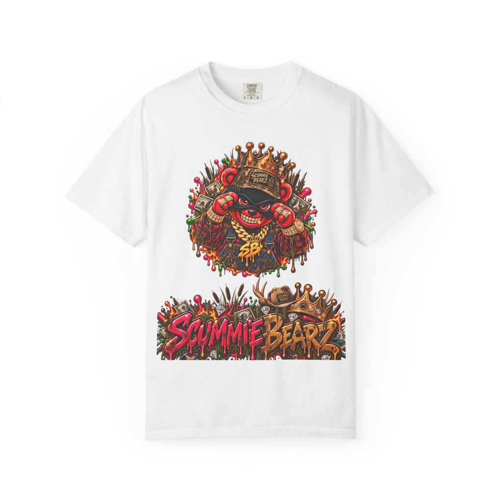 Unisex Garment-Dyed T-shirt--HILLBILLY WORLD TOUR/CROWN SB LOGO-SCUMMIEBEARZ™️