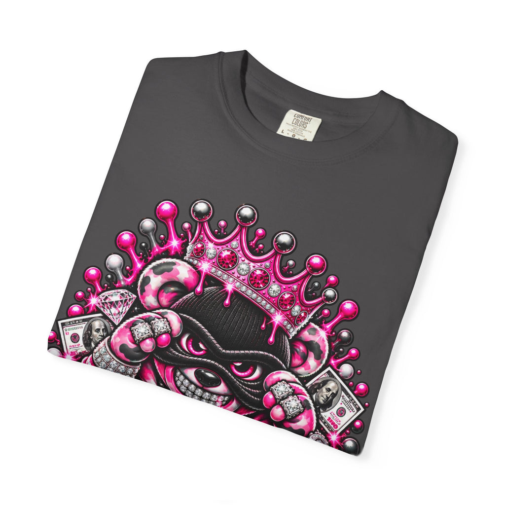 Unisex Garment-Dyed T-shirt-PINK CROWN MASK LOGO GLOCK -SCUMMIEBEARZ™