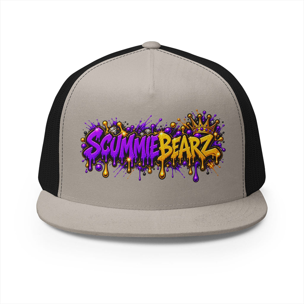5 Panel Trucker Cap-PURPLE/GOLD SCUMMIEBEARZ LOGO-SCUMMIEBEARZ™