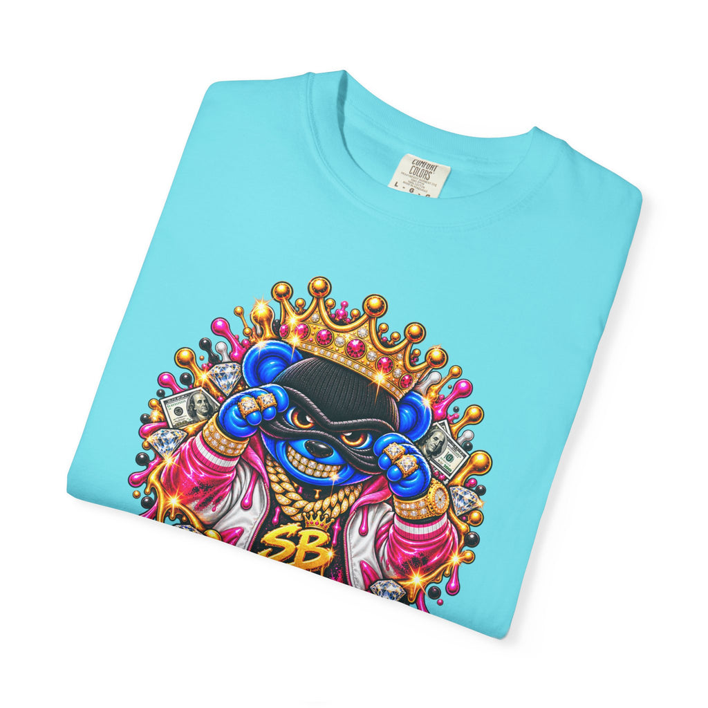 Unisex Garment-Dyed T-shirt-BLUE&PINK CROWN MASK LOGO CHOSEN BY GOD-SCUMMINGBEARZ™
