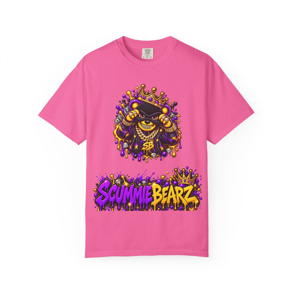 Unisex Garment-Dyed T-shirt-PURPLE&G9D CROWN MASK LOGO TRAP HOUSE MEET-SCUMMINGBEARZ™