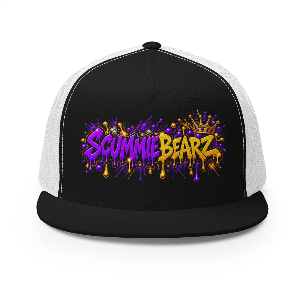 5 Panel Trucker Cap-PURPLE/GOLD SCUMMIEBEARZ LOGO-SCUMMIEBEARZ™