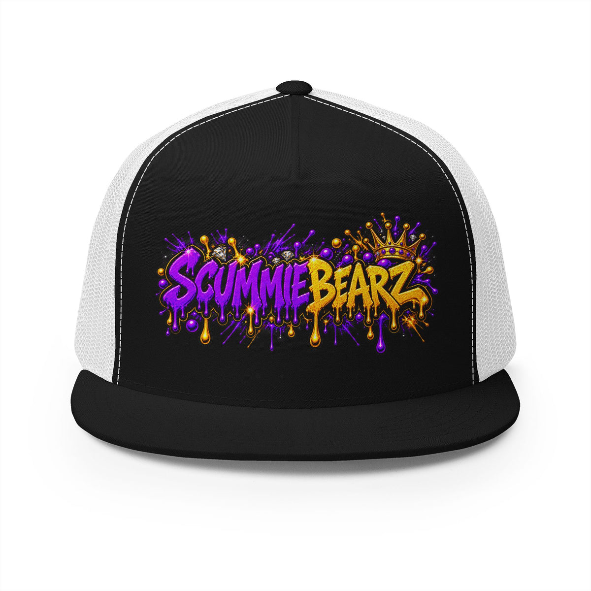 5 Panel Trucker Cap-PURPLE/GOLD SCUMMIEBEARZ LOGO-SCUMMIEBEARZ™