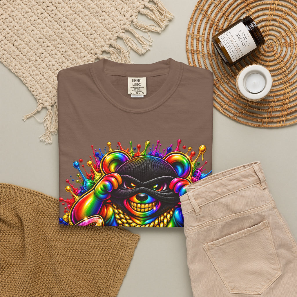 Unisex Garment-Dyed T-shirt-RAINBOW MASK LOGO GLOCK SB CROWN LOGO-SCUMMIEBEARZ™