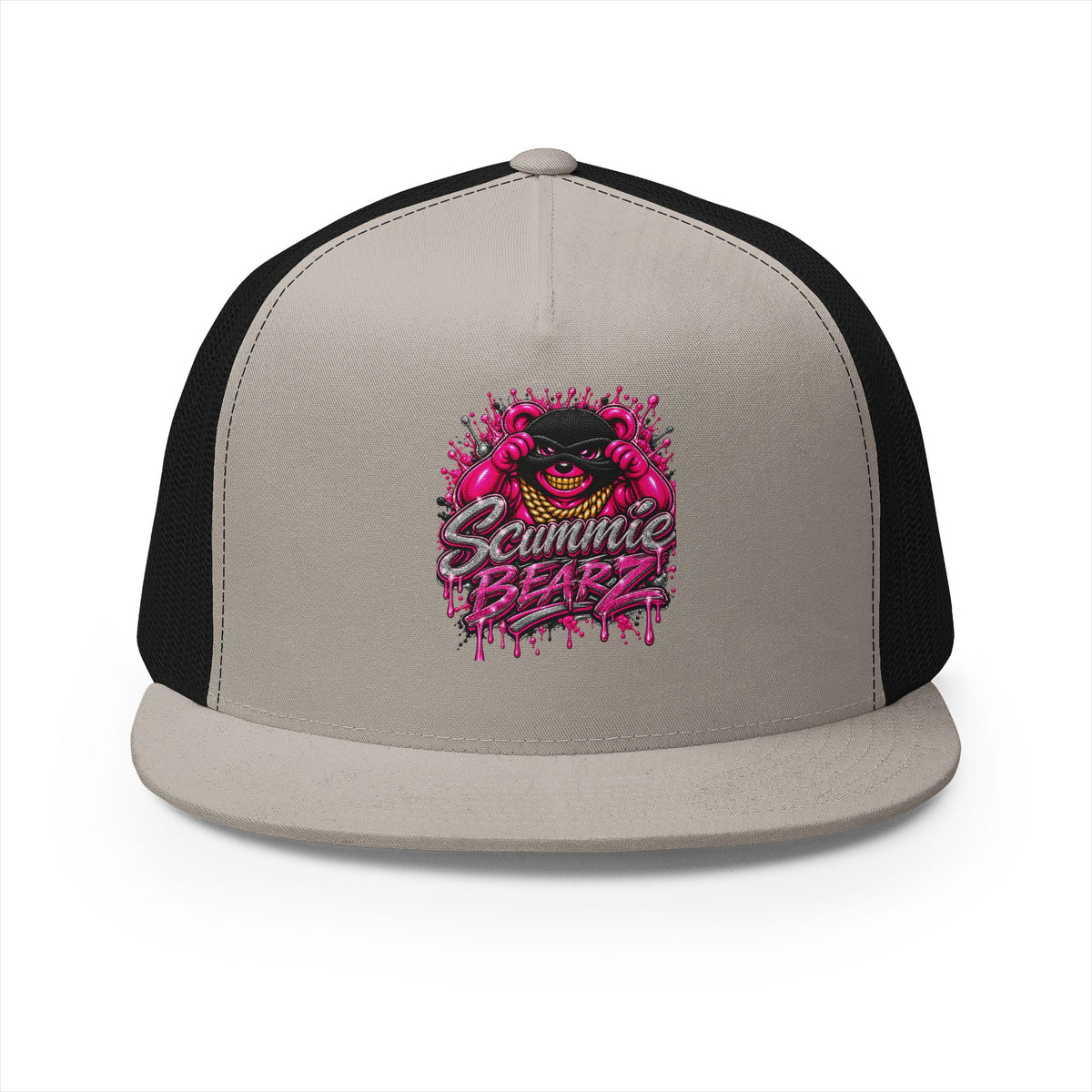 5 Panel Trucker Cap- PINK/SILVER MASK LOGO-SCUMMIEBEARZ™