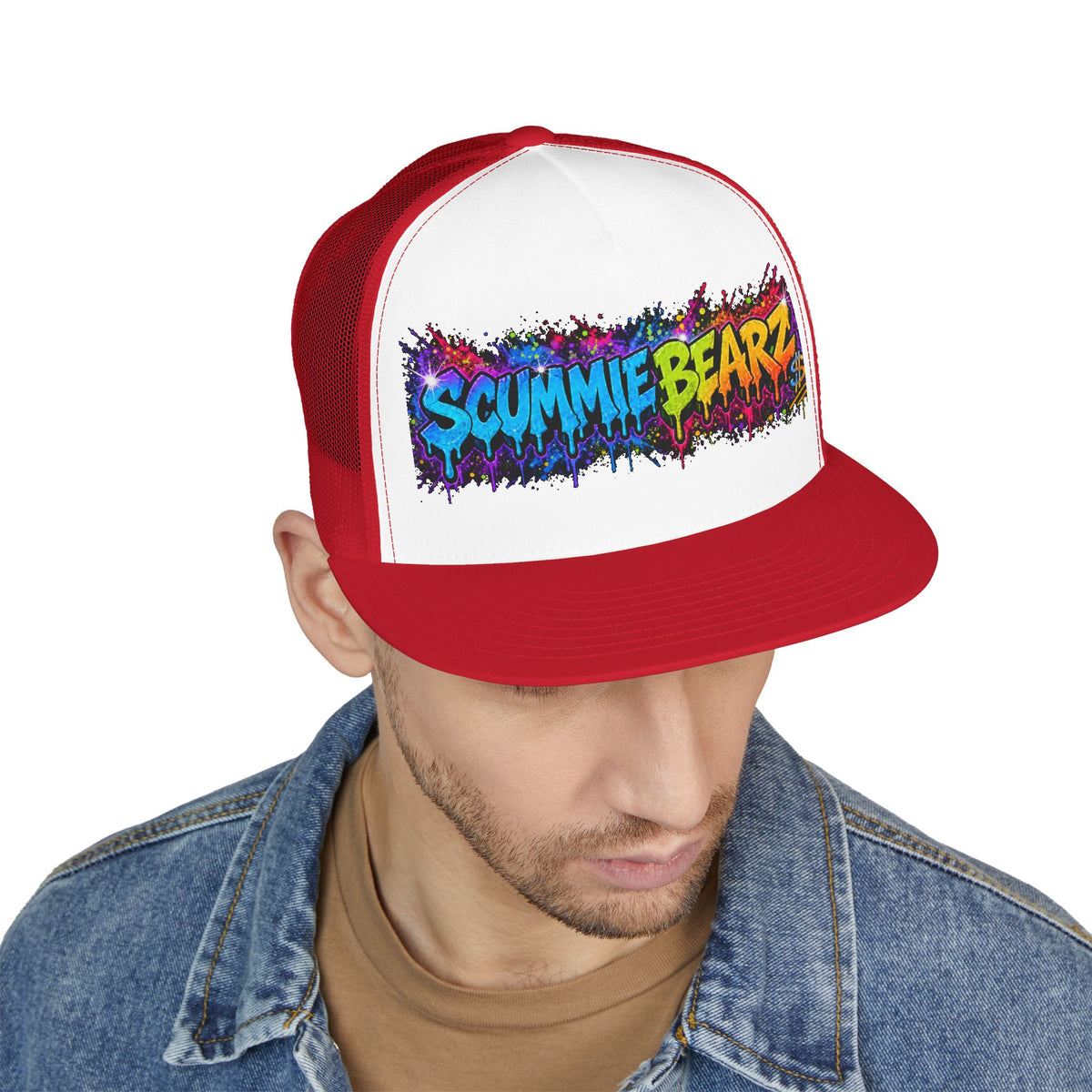 5 Panel Trucker Cap-RAINBOW SCUMMIEBEARZ LOGO-SCUMMIEBEARZ™