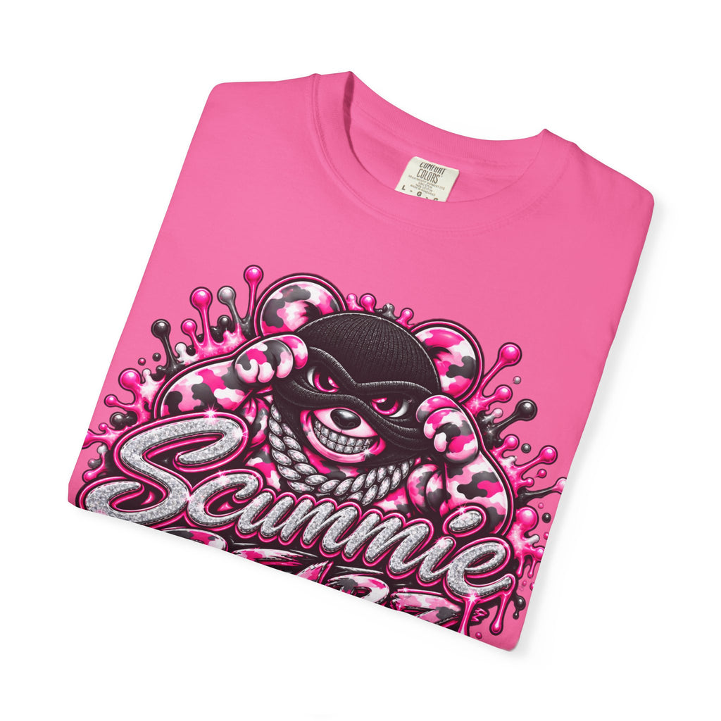 Unisex Garment-Dyed T-shirt-PINK CAMO MASK LOGO GLOCK -SCUMMIEBEARZ™