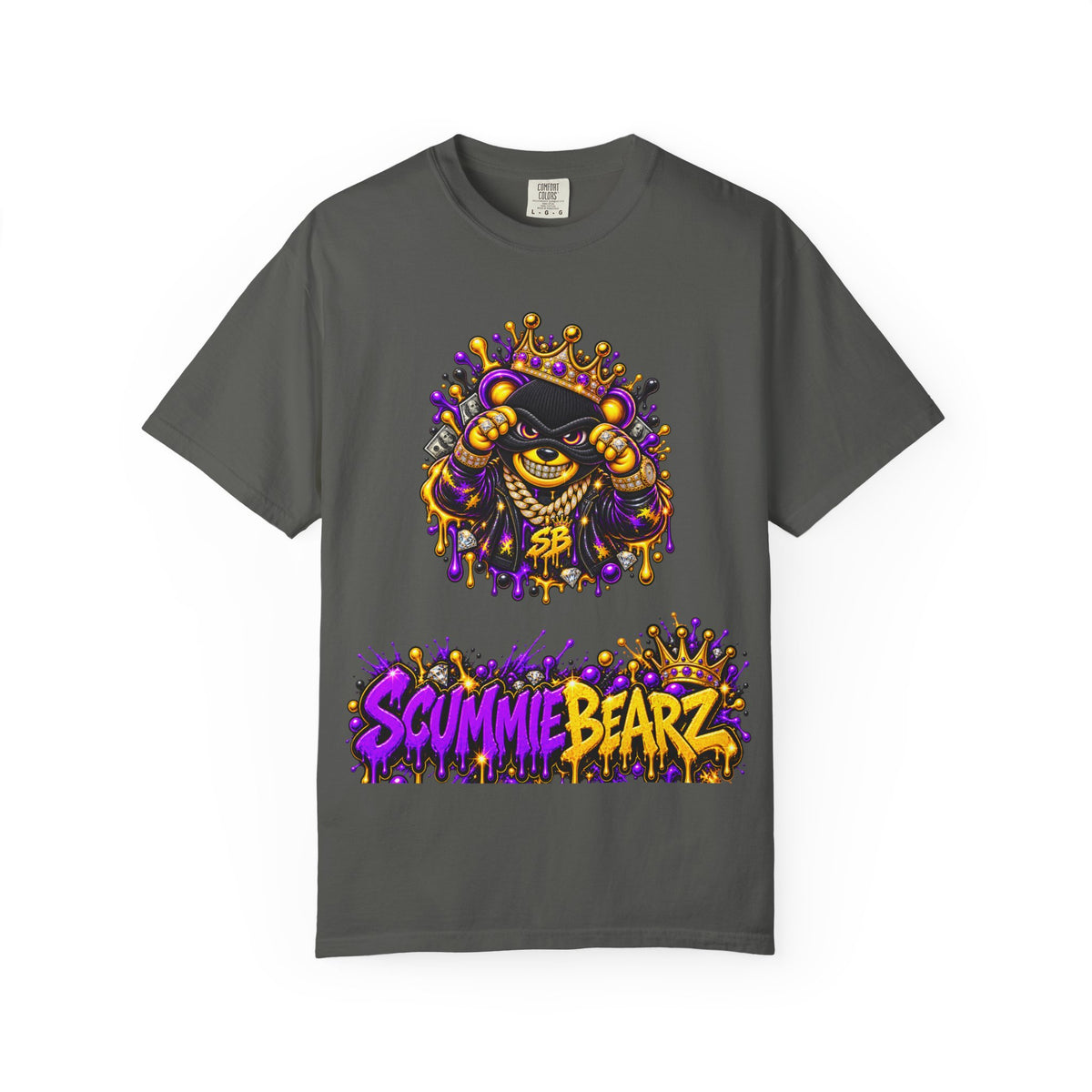 Unisex Garment-Dyed T-shirt-PURPLE&G9D CROWN MASK LOGO TRAP HOUSE MEET-SCUMMINGBEARZ™