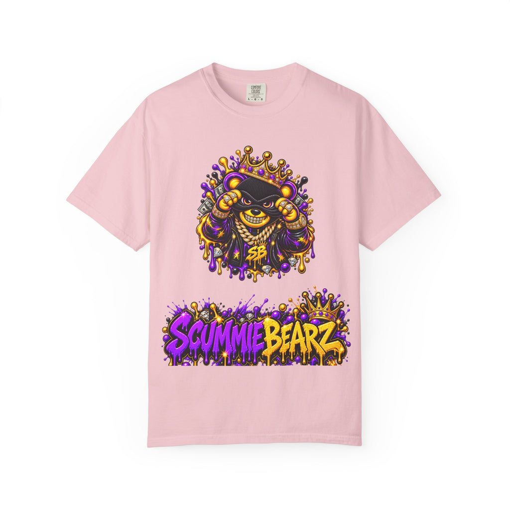 Unisex Garment-Dyed T-shirt-PURPLE&G9D CROWN MASK LOGO TRAP HOUSE MEET-SCUMMINGBEARZ™