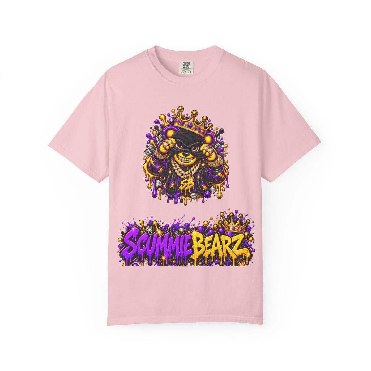 Unisex Garment-Dyed T-shirt-PURPLE&G9D CROWN MASK LOGO TRAP HOUSE MEET-SCUMMINGBEARZ™